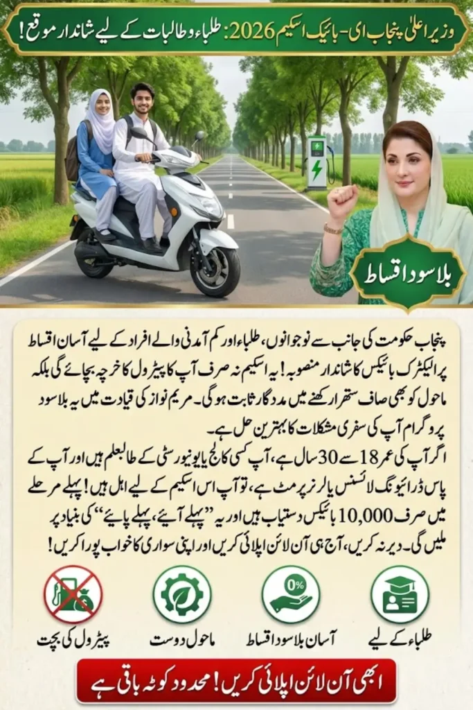 Punjab E-Bike Scheme by Maryam Nawaz, Apply Now, Limited Slots Available