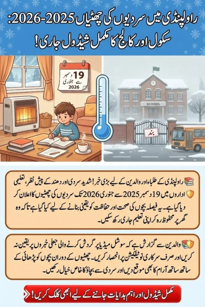 Winter Holidays in Rawalpindi 2025–2026 Announced Schools and Colleges Full Schedule & Dates