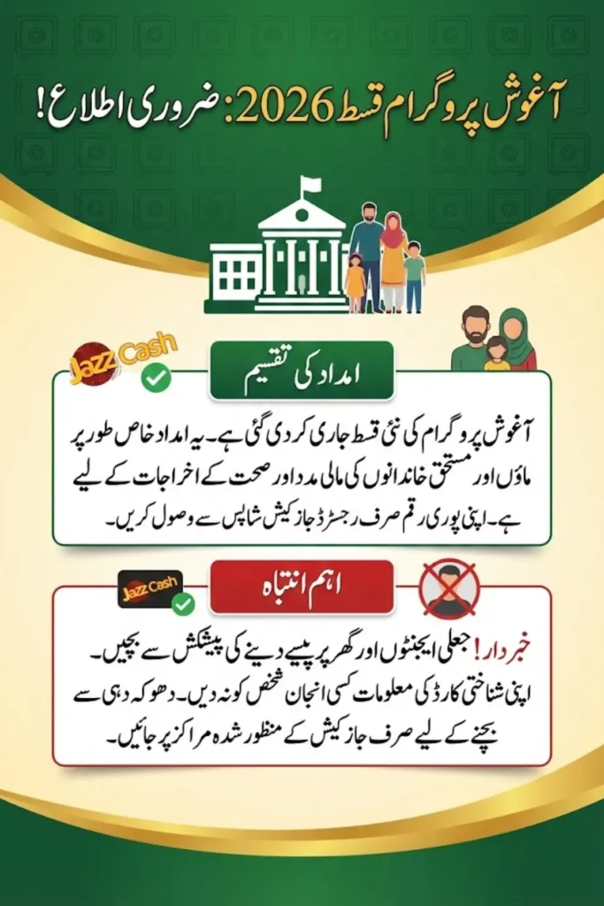 Aghosh Program Payments 2026: Safe Collection Guidelines Through Authorized JazzCash Agents