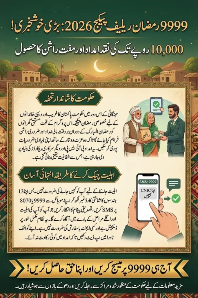 9999 Ramzan Relief Package 2026: CNIC Check, Eligibility, Cash Assistance, and Rashan Details