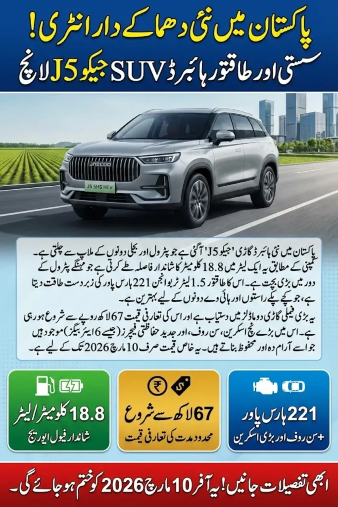 JAECOO J5 SHS HEV Launched in Pakistan with Introductory Prices and Advanced Hybrid Features