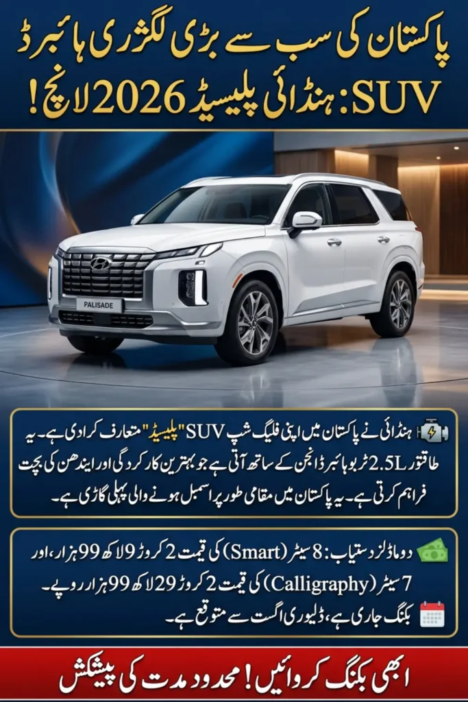Hyundai Palisade Price in Pakistan 2026 – Hybrid Variants, Booking Details and Specifications