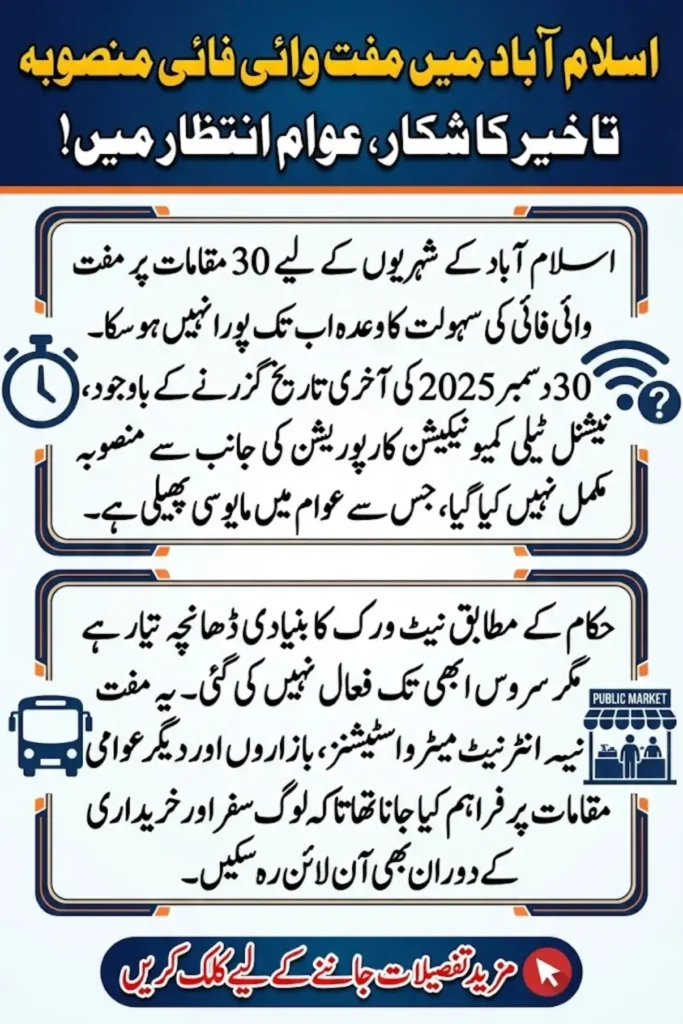 Islamabad Free Public WiFi Project Delayed Despite Completion Deadline